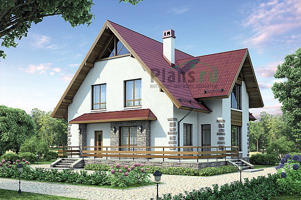 Проект дома Кирпичный мансардный дом 72-44 Визуализация фасада