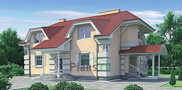 Проект дома Бетонный дом с мансардой и цокольным этажом 52-22 Визуализация фасада