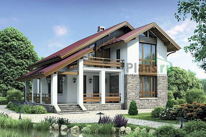Проект дома Кирпичный загородный дом с мансардой 72-42 Визуализация фасада