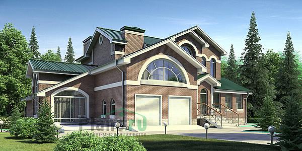 Проект дома Кирпичный дом с мансардой и подвалом 35-83 Визуализация фасада