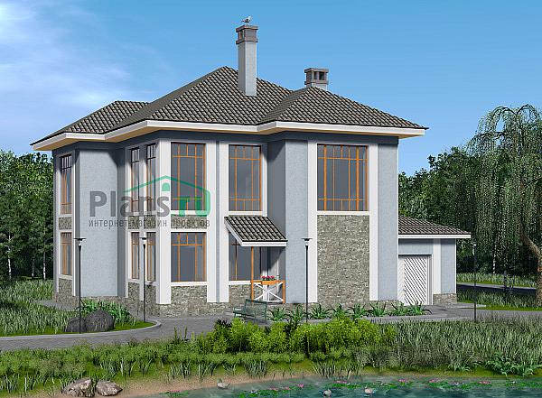 Проект дома Бетонный двухэтажный загородный дом 57-73 Визуализация фасада