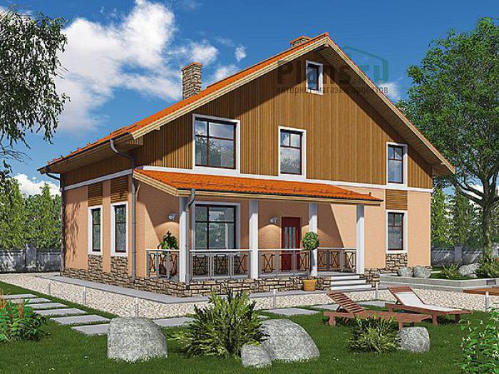 Проект дома Бетонный дом с мансардой 59-38 Визуализация фасада