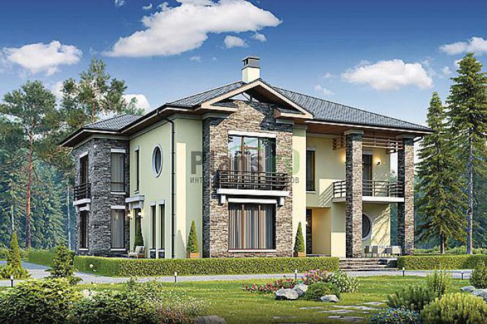 Проект дома Кирпичный двухэтажный дом 40-12 Визуализация фасада