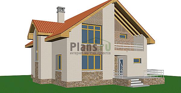 Проект дома Бетонный мансардный дом 59-52 Визуализация фасада