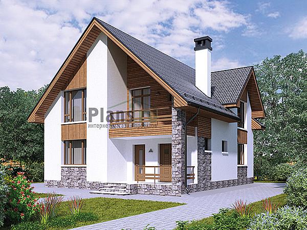 Проект дома Кирпичный одноэтажный дом с мансардой 44-40 Визуализация фасада