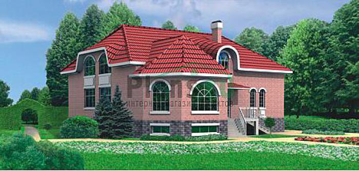 Проект дома Кирпичный коттедж с подвалом и мансардой 31-71 Визуализация фасада