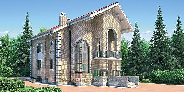 Проект дома Кирпичный двухэтажный дом с подвальными помещениями 30-51 Визуализация фасада