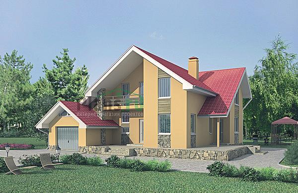 Проект дома Кирпичный мансардный дом 70-81 Визуализация фасада