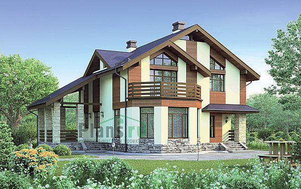 Проект дома Кирпичный дом с мансардой 38-65 Визуализация фасада