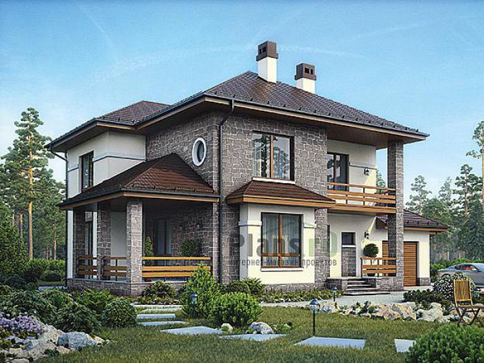 Проект дома Кирпичный двухэтажный загородный дом 42-54 Визуализация фасада