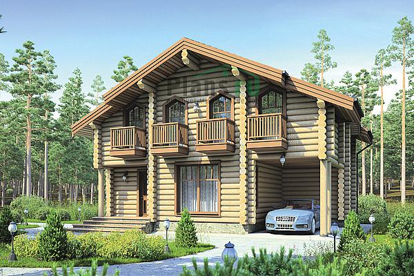 Проект дома Деревянный дом с мансардой 12-30 Визуализация фасада