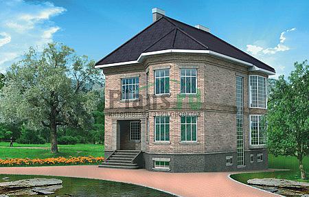 Проект дома Кирпичный дом в 2 этажа с цоколем 31-83 Визуализация фасада
