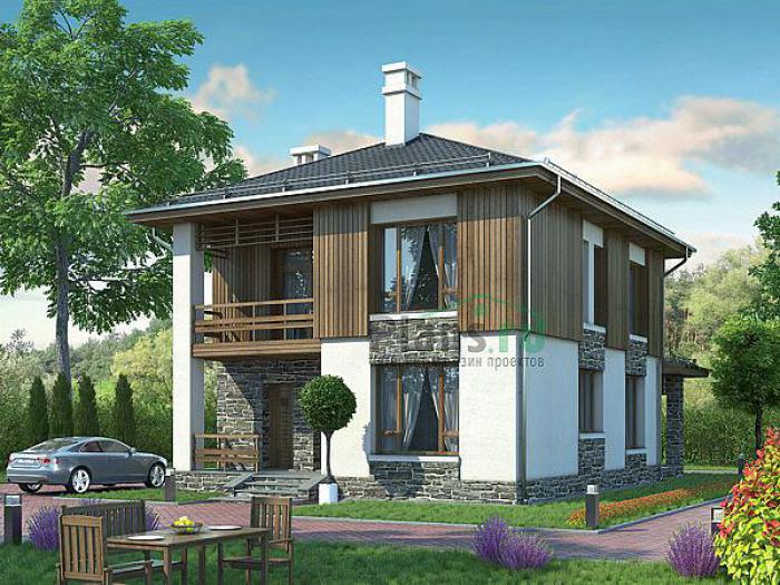 Проект дома Кирпичный двухэтажный загородный дом 72-83 Визуализация фасада