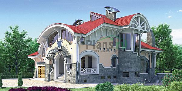 Проект дома Кирпичный дом с мансардой и цокольным этажом 35-19 Визуализация фасада