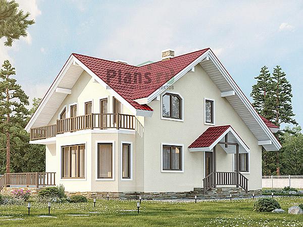 Проект дома Каркасный загородный дом с мансардой 90-50 Визуализация фасада