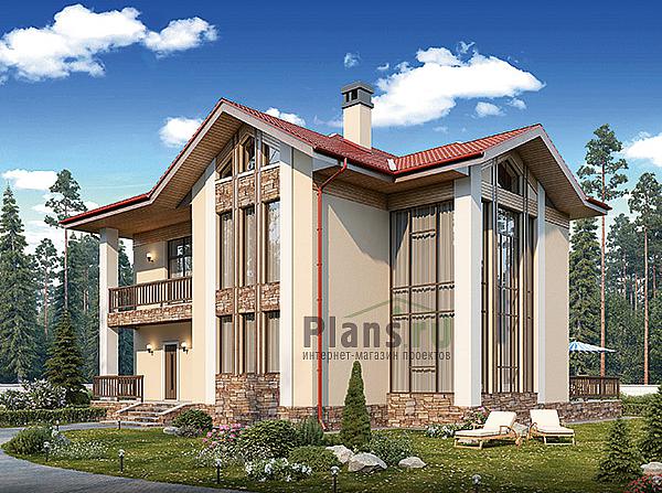Проект дома Бетонный дом с мансардой 62-27 Визуализация фасада
