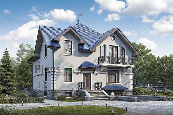 Проект дома Бетонный дом с цоколем и жилой мансардой 57-14 Визуализация фасада