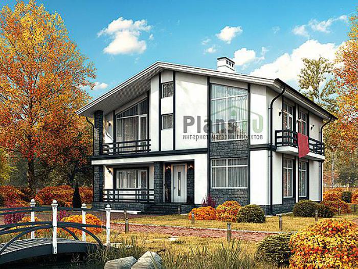 Проект дома Бетонный мансардный дом 60-95 Визуализация фасада