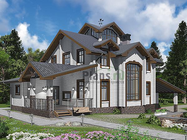 Проект дома Деревянный дом с подвалом и жилой мансардой 12-76 Визуализация фасада