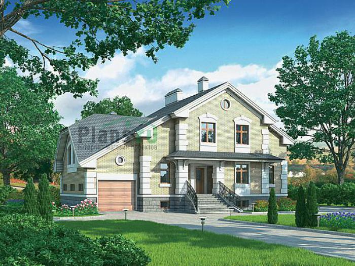 Проект дома Бетонный дом с подвалом и жилой мансардой 54-82 Визуализация фасада