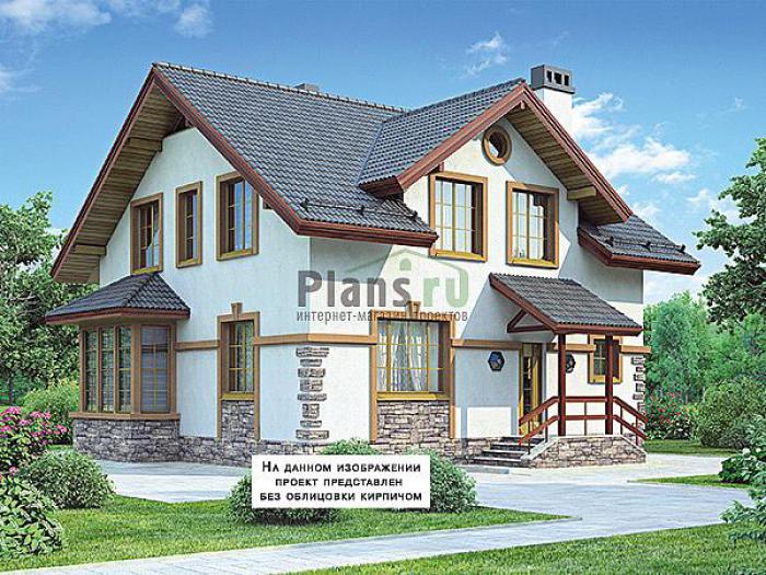 Проект дома Бетонный загородный дом с мансардой 65-24 Визуализация фасада