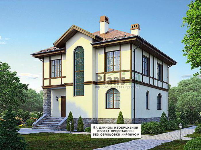 Проект дома Кирпичный жилой дом, два этажа 41-10 Визуализация фасада