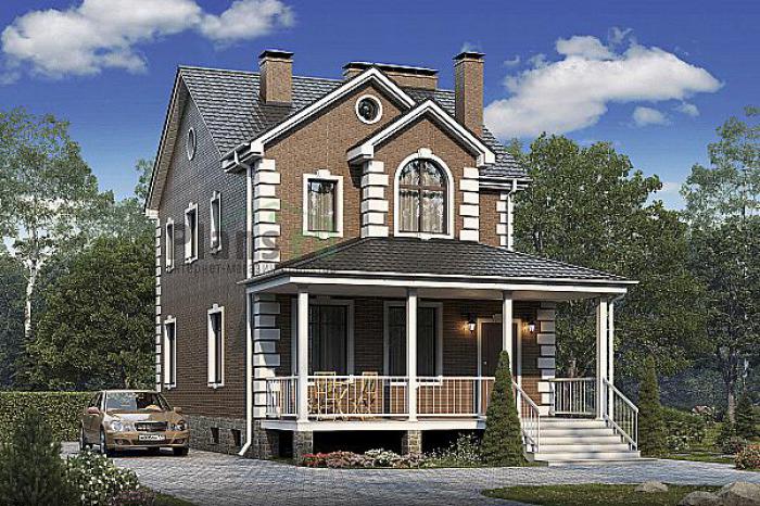 Проект дома Бетонный дом с мансардой и цокольным этажом 57-06 Визуализация фасада