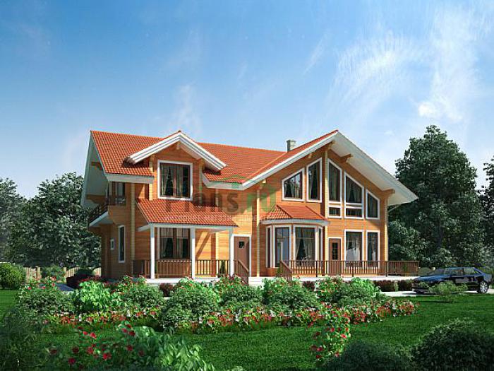Проект дома Деревянный 1-этажный дом с мансардой 11-70 Визуализация фасада