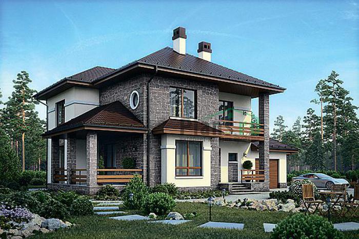 Проект дома Бетонный двухэтажный загородный дом 63-98 Визуализация фасада