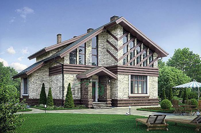 Проект дома Кирпичный загородный дом с мансардой 73-69 Визуализация фасада
