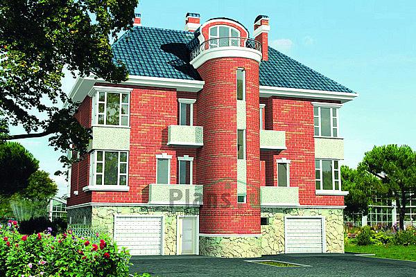 Проект дома Бетонный 2-х этажный дом с мансардой 52-81 Визуализация фасада