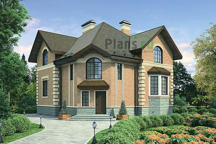 Проект дома Кирпичный загородный дом с мансардой 37-59 Визуализация фасада