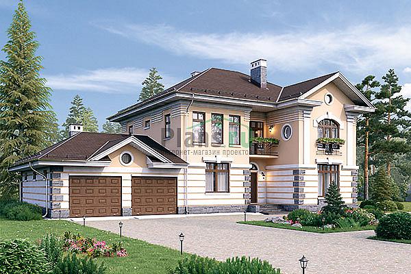 Проект дома Кирпичный загородный дом в два полных этажа 73-90 Визуализация фасада