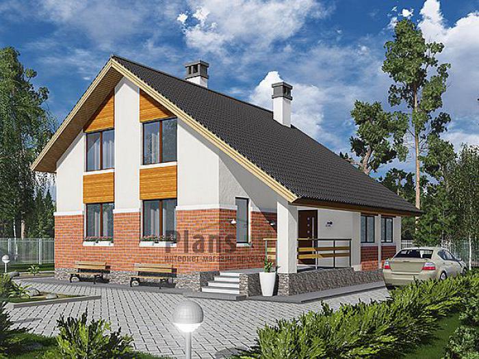 Проект дома Кирпичный дом с мансардой 42-39 Визуализация фасада