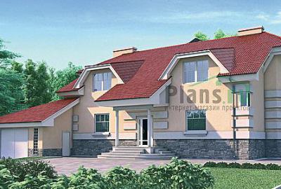 Проект дома Кирпичный дом с мансардой и цоколем 35-30