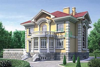 Проект дома Кирпичный дом в 2 этажа с цоколем 35-27