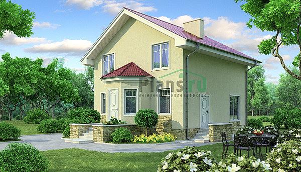 Проект дома Бетонный загородный дом с мансардой 53-50 Визуализация фасада