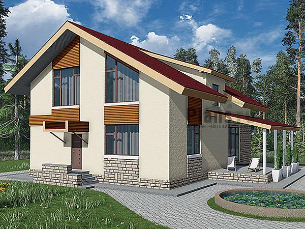 Проект дома Кирпичный одноэтажный дом 40-76 Визуализация фасада