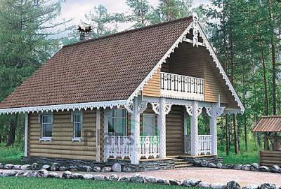 Проект дома Деревянный загородный дом с мансардой 10-82