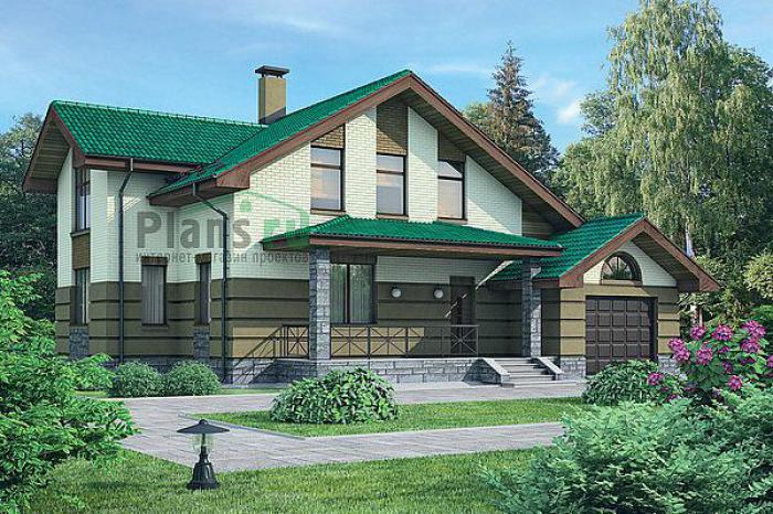 Проект дома Кирпичный одноэтажный коттедж с мансардой 37-04 Визуализация фасада