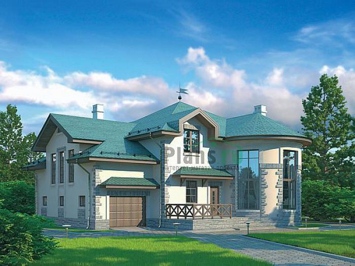 Проект дома Кирпичный коттедж с мансардой 37-35 Визуализация фасада