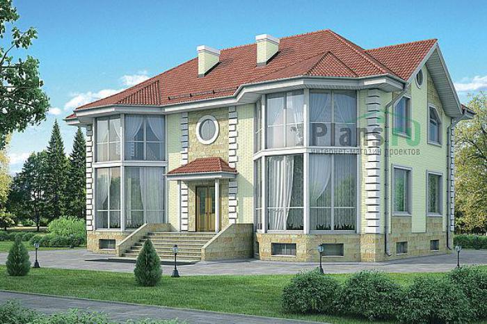 Проект дома Кирпичный дом в 2 этажа с подвалом 36-99 Визуализация фасада