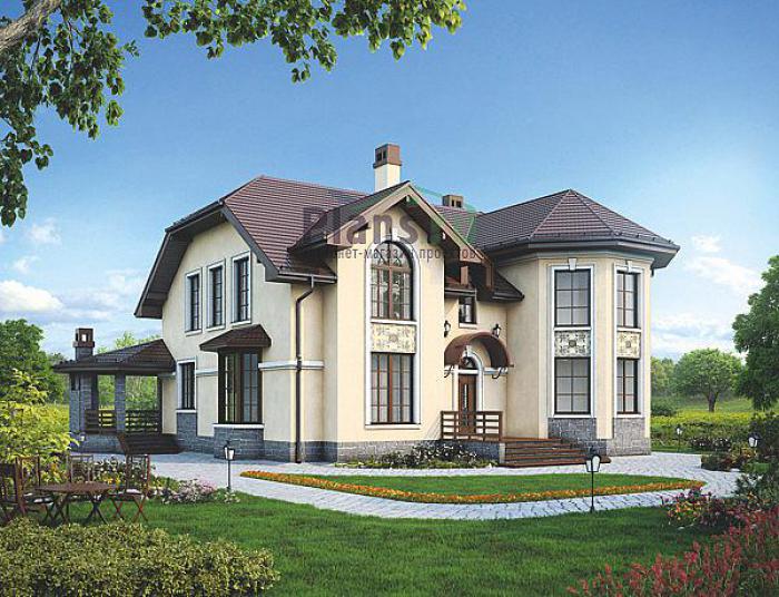 Проект дома Кирпичный одноэтажный коттедж с мансардой 39-60 Визуализация фасада