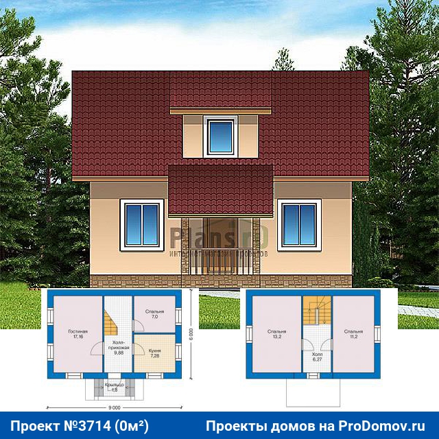 Проекты домов с мансардой до 70 м2